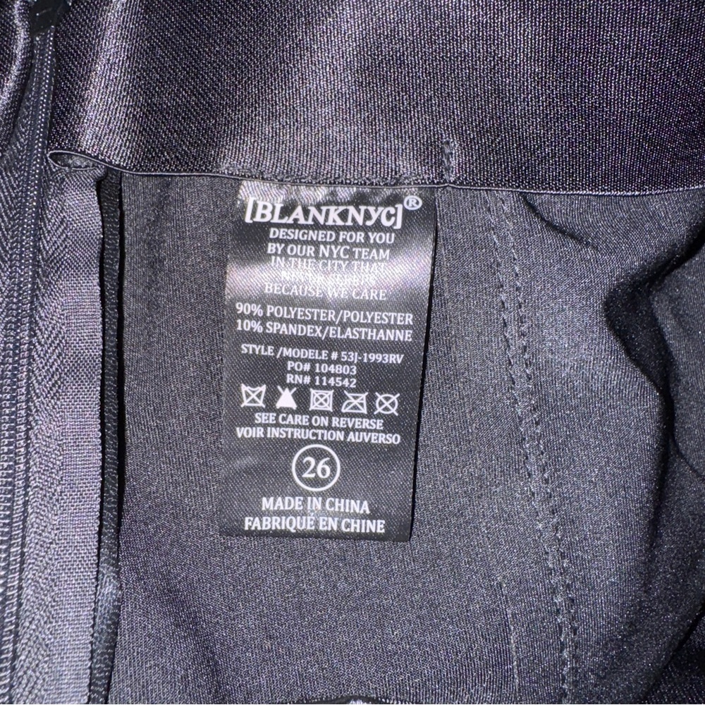Sold  Blanc NYC Dominatrix Black Vinyl Split Hem Pants Size 28 - Picture 10 of 11